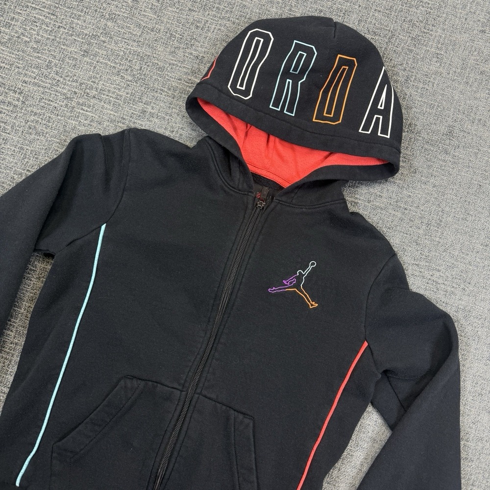 Nike Air Jordan Youth Hoodie Sweatshirt Size Medium 10-12 Years Black Full Zip‎